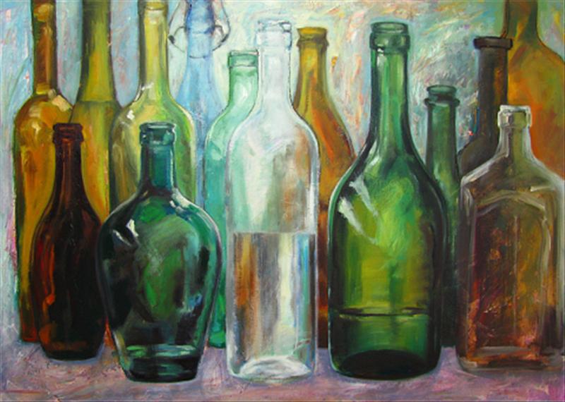 Painting bottles Bottles painting oil Oil  glass Glass